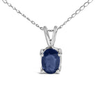 14K Gold 6x4MM Oval Shaped Gemstone Solitaire Pendant Necklace