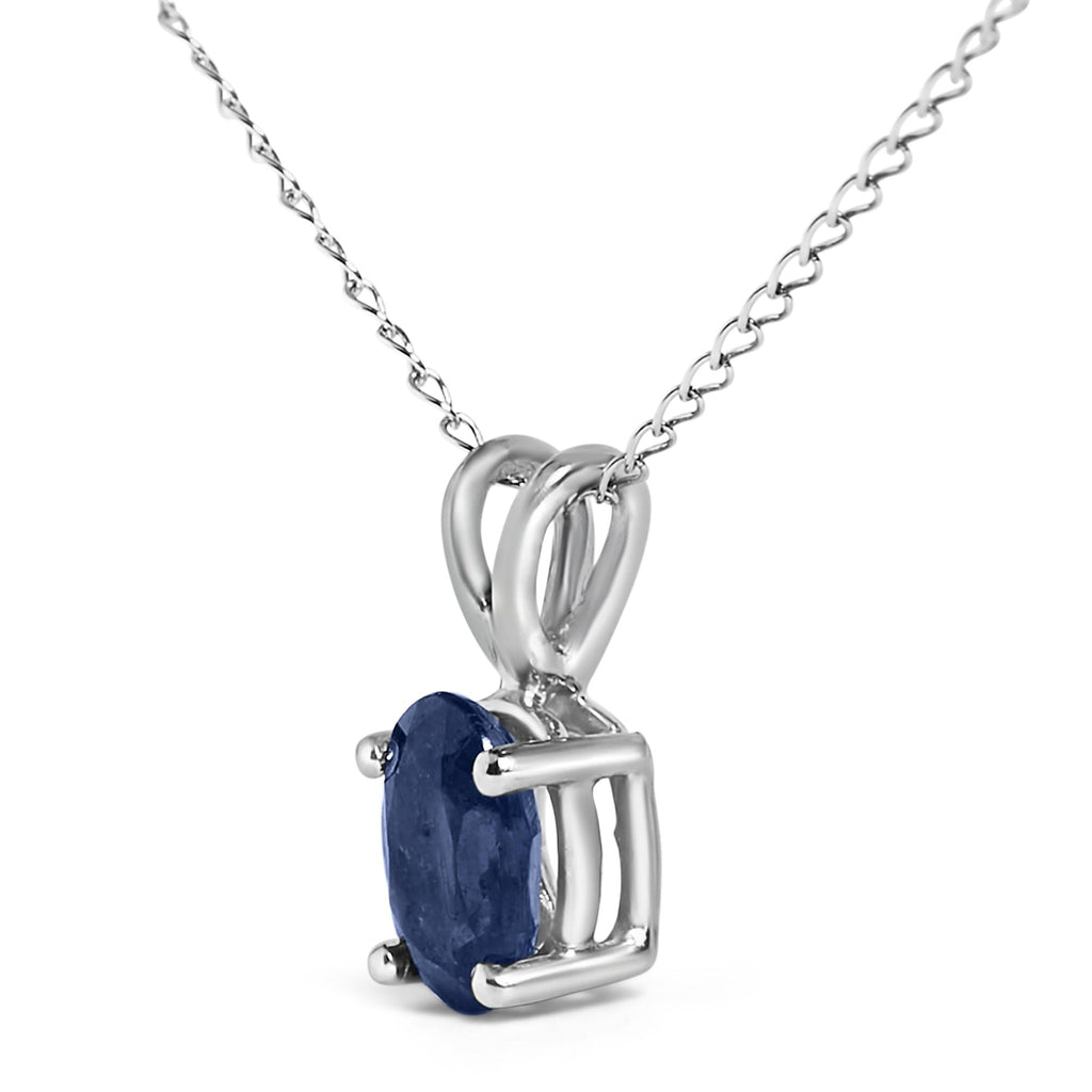 14K Gold 6x4MM Oval Shaped Gemstone Solitaire Pendant Necklace