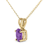 14K Gold 6x4MM Oval Shaped Gemstone Solitaire Pendant Necklace