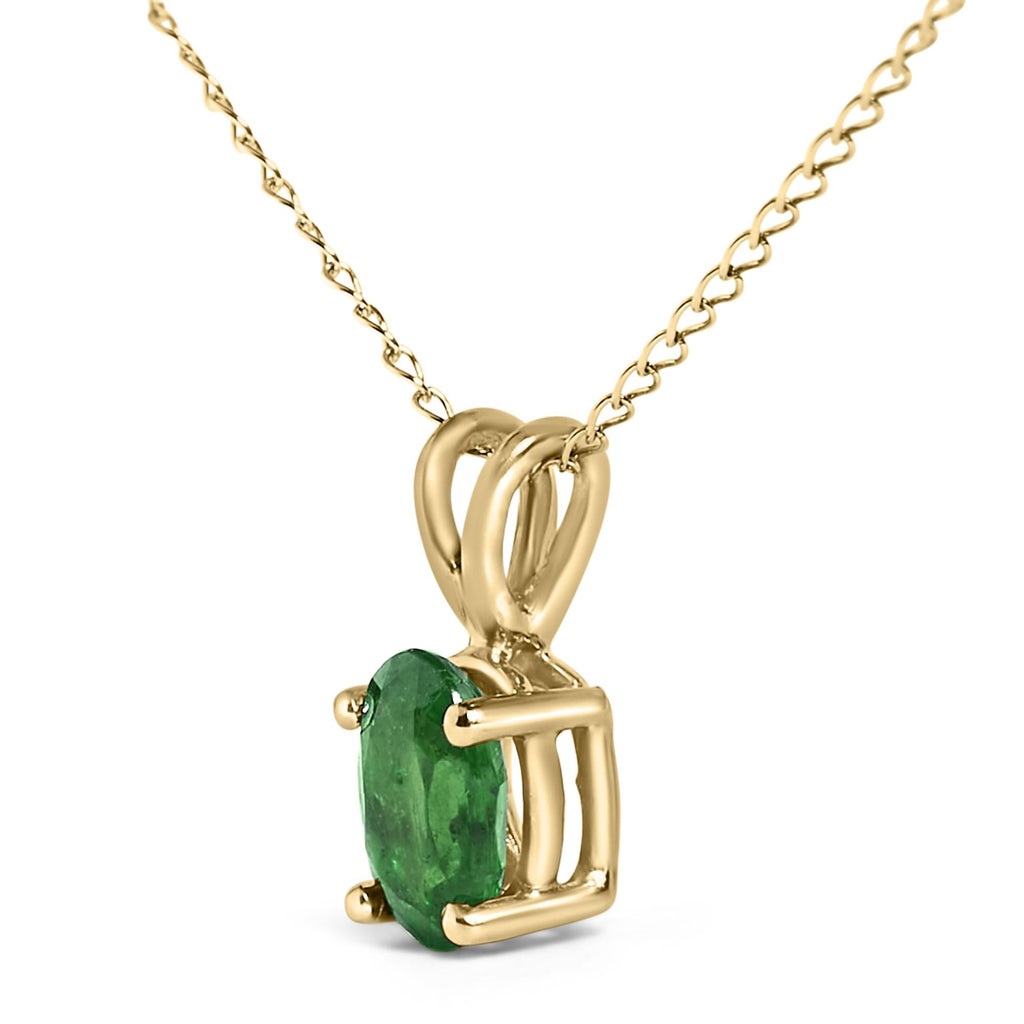 14K Gold 6x4MM Oval Shaped Gemstone Solitaire Pendant Necklace