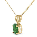 14K Gold 6x4MM Oval Shaped Gemstone Solitaire Pendant Necklace