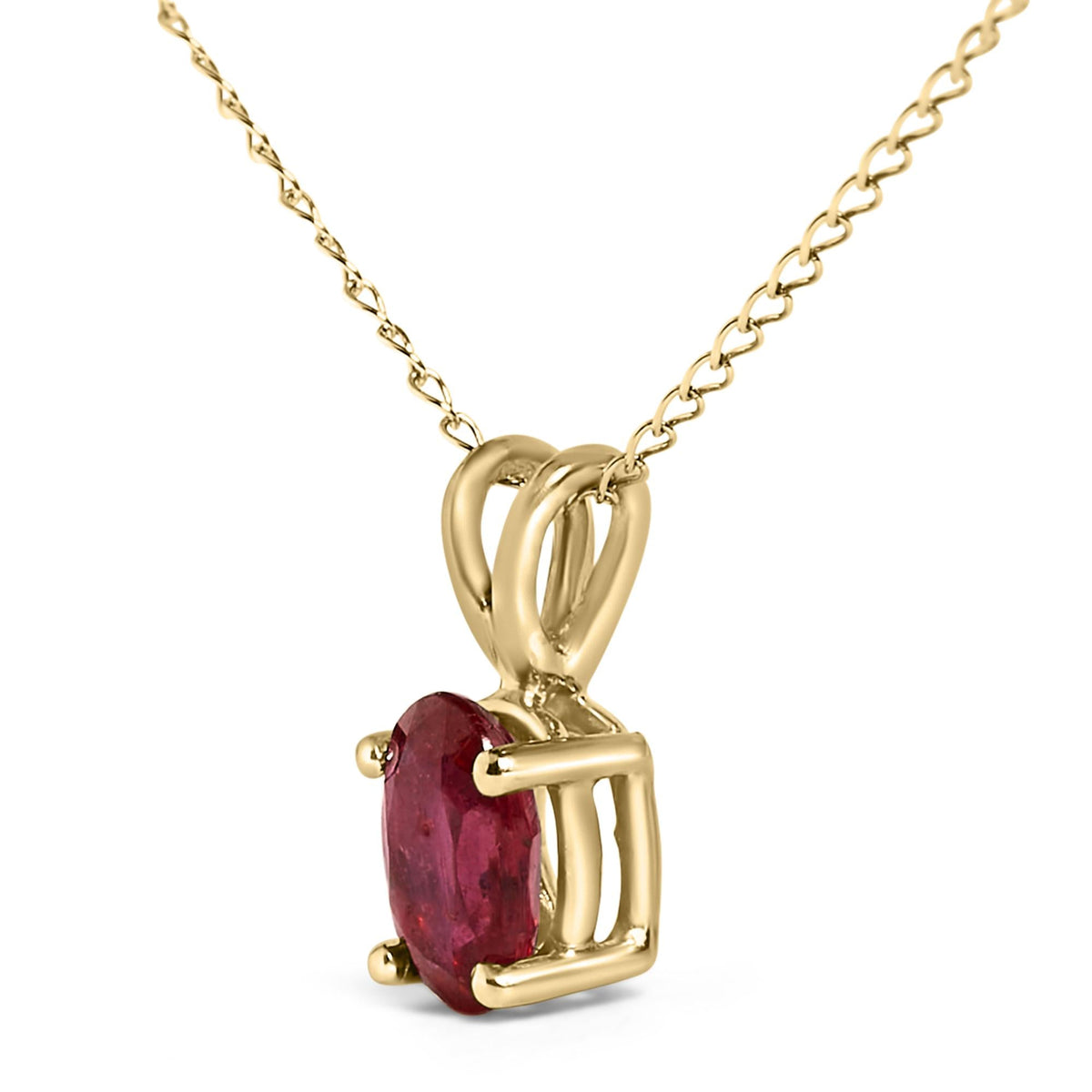 14K Gold 6x4MM Oval Shaped Gemstone Solitaire Pendant Necklace