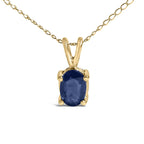 14K Gold 6x4MM Oval Shaped Gemstone Solitaire Pendant Necklace