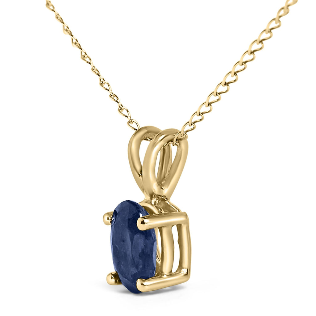 14K Gold 6x4MM Oval Shaped Gemstone Solitaire Pendant Necklace