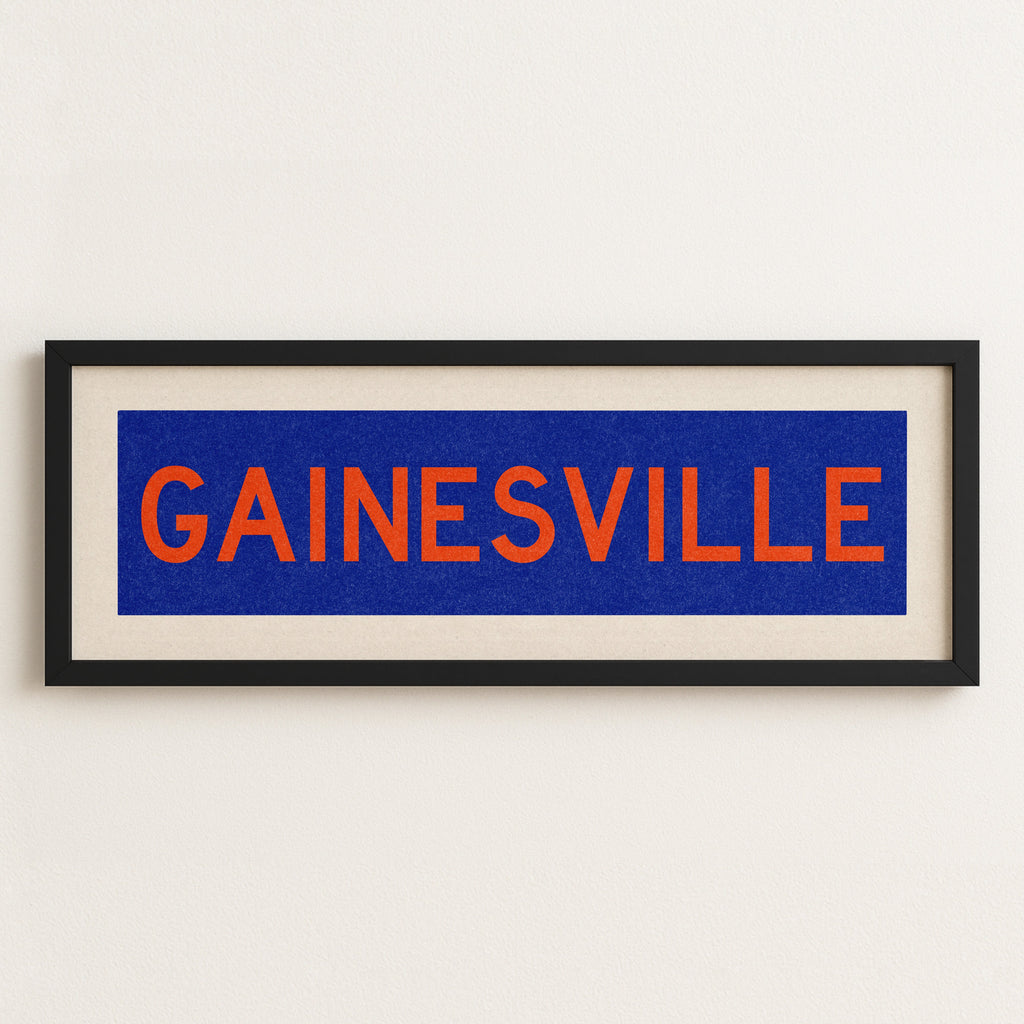 Framed Gainesville Blue Bus Scroll
