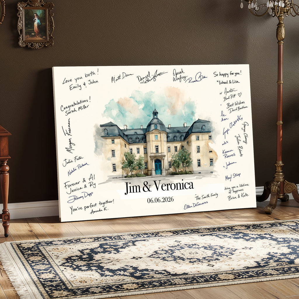 Wedding Venue Guest Book Canvas, Personalized Venue Drawing Sign