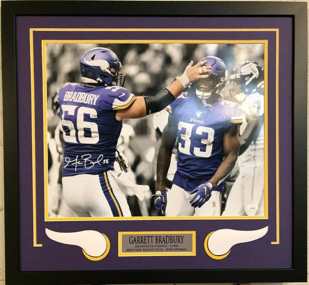 Garrett Bradbury Framed Signed Minnesota Vikings 16X20 Photo Jsa Coa