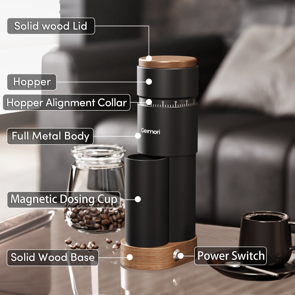 Geimori T38 Plus Electric Coffee Grinder | Compact Plug-in Grinder
