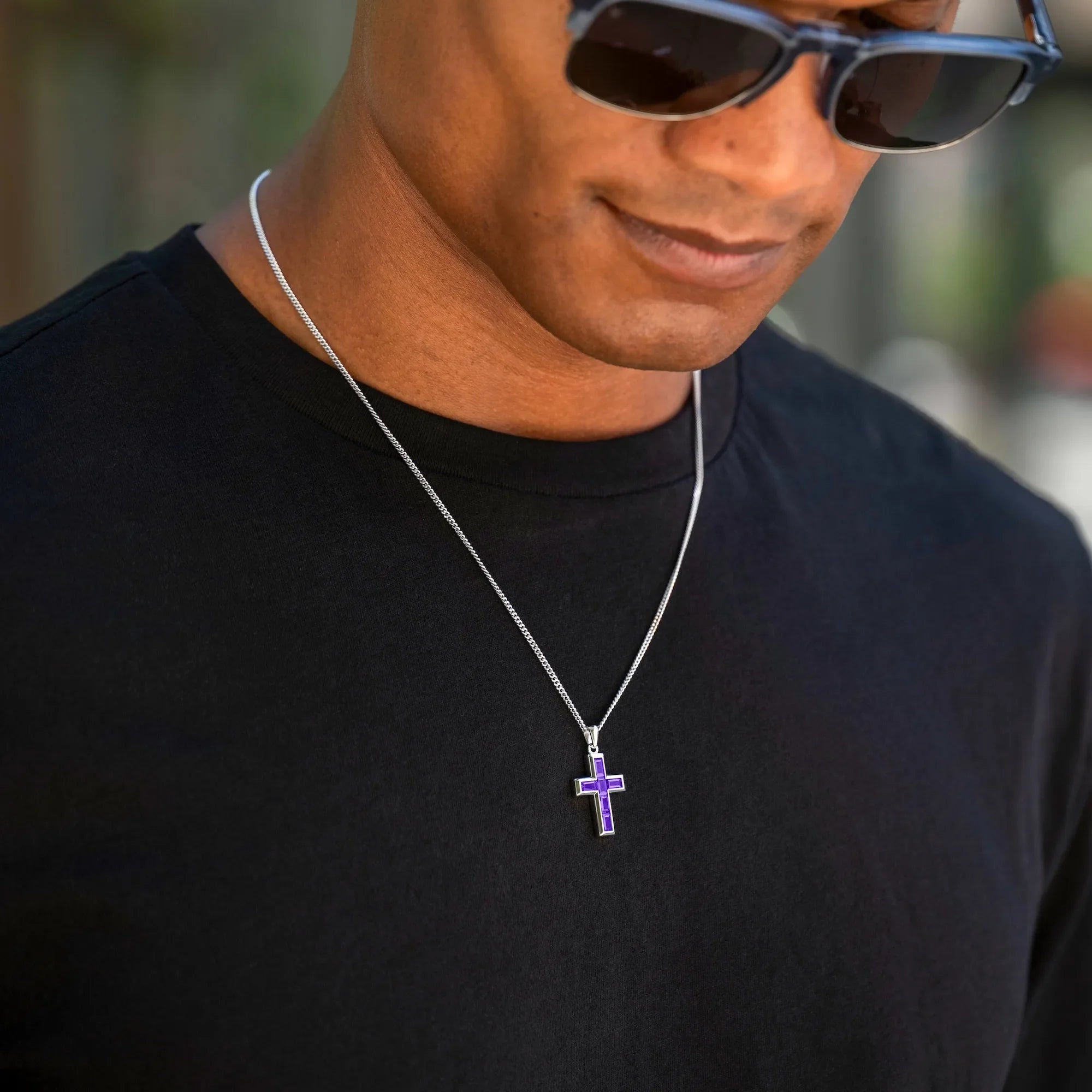 Gemstone Cross Pendant - Amethyst