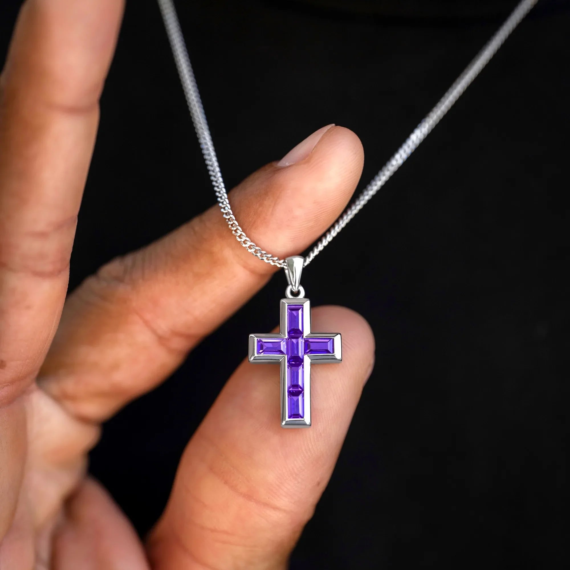 Gemstone Cross Pendant - Amethyst