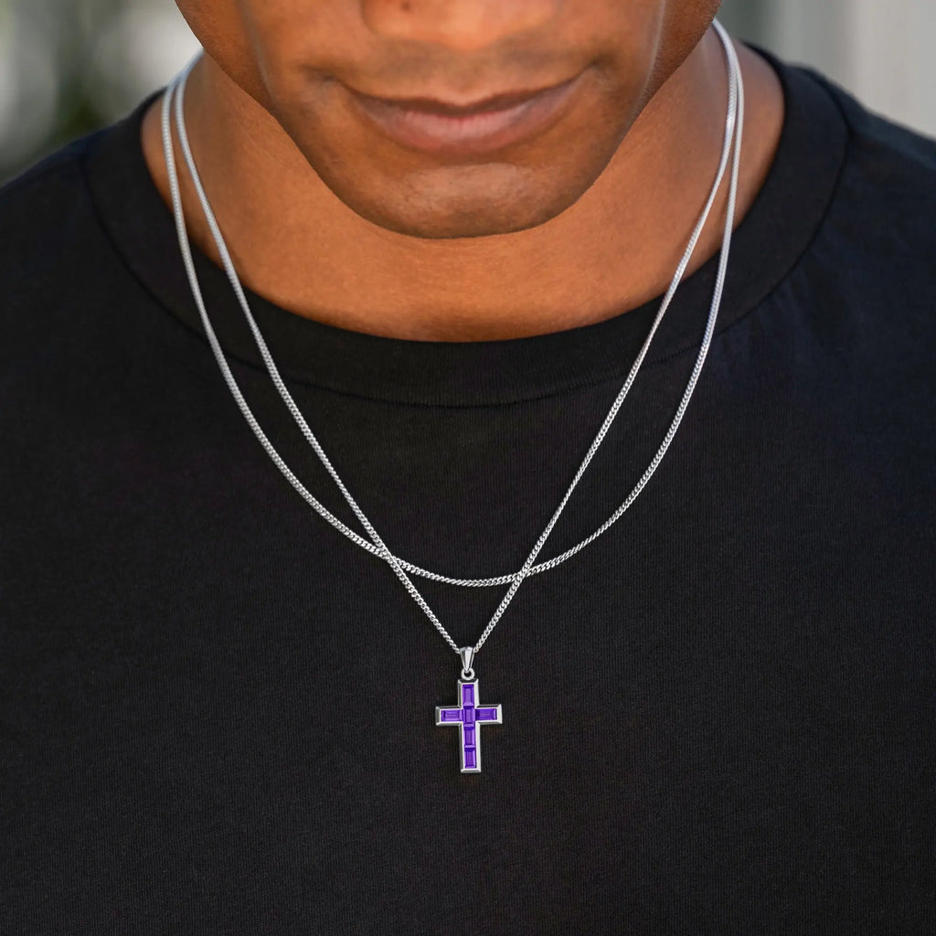 Gemstone Cross Pendant - Amethyst