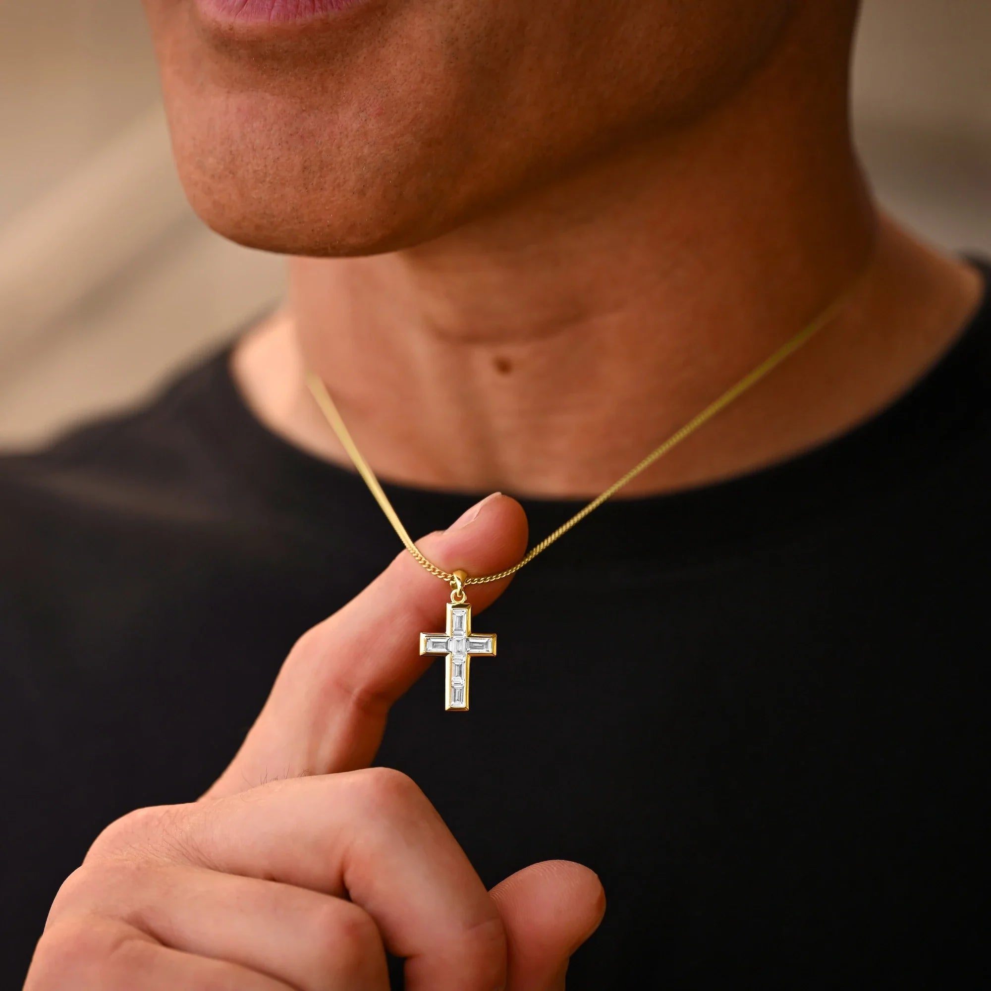 Gemstone Cross Pendant - Diamond