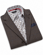 Lt Brown Paisley Shirt // Contemporary Fit - contrast  trimming- final sale