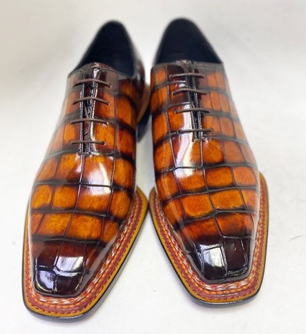 Maurice Custom Ghost Alligator Oxford - Cognac