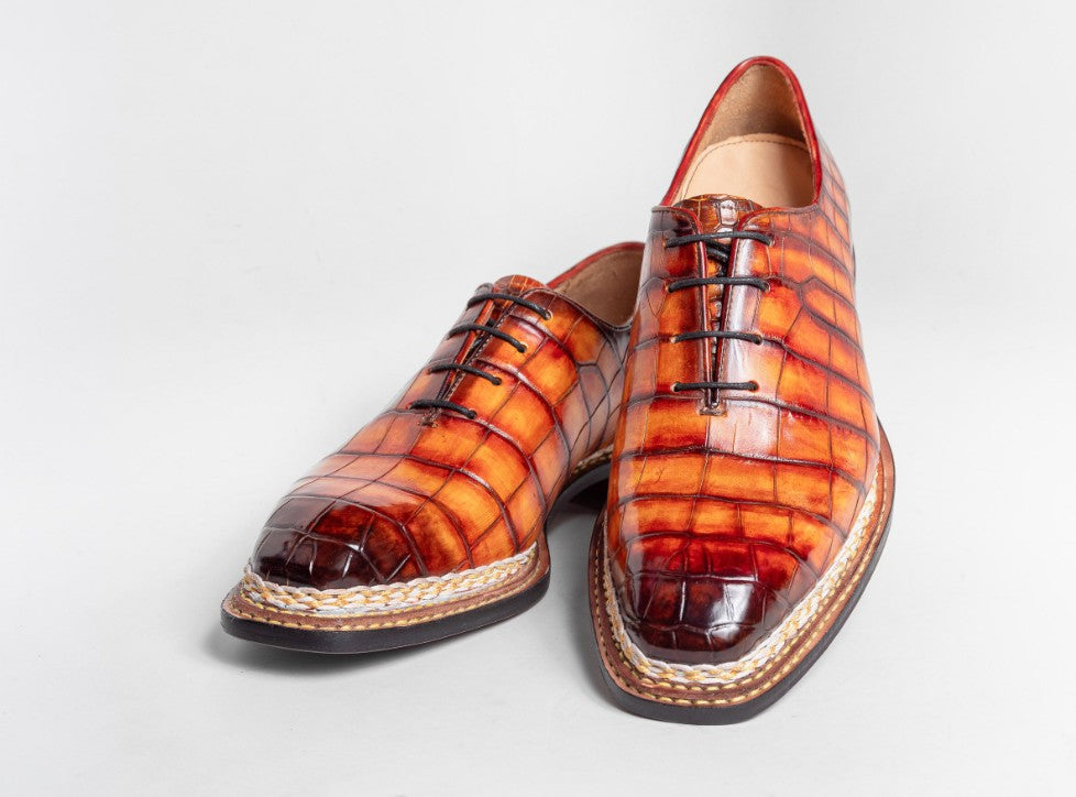 Maurice Custom Ghost Alligator Oxford - Cognac