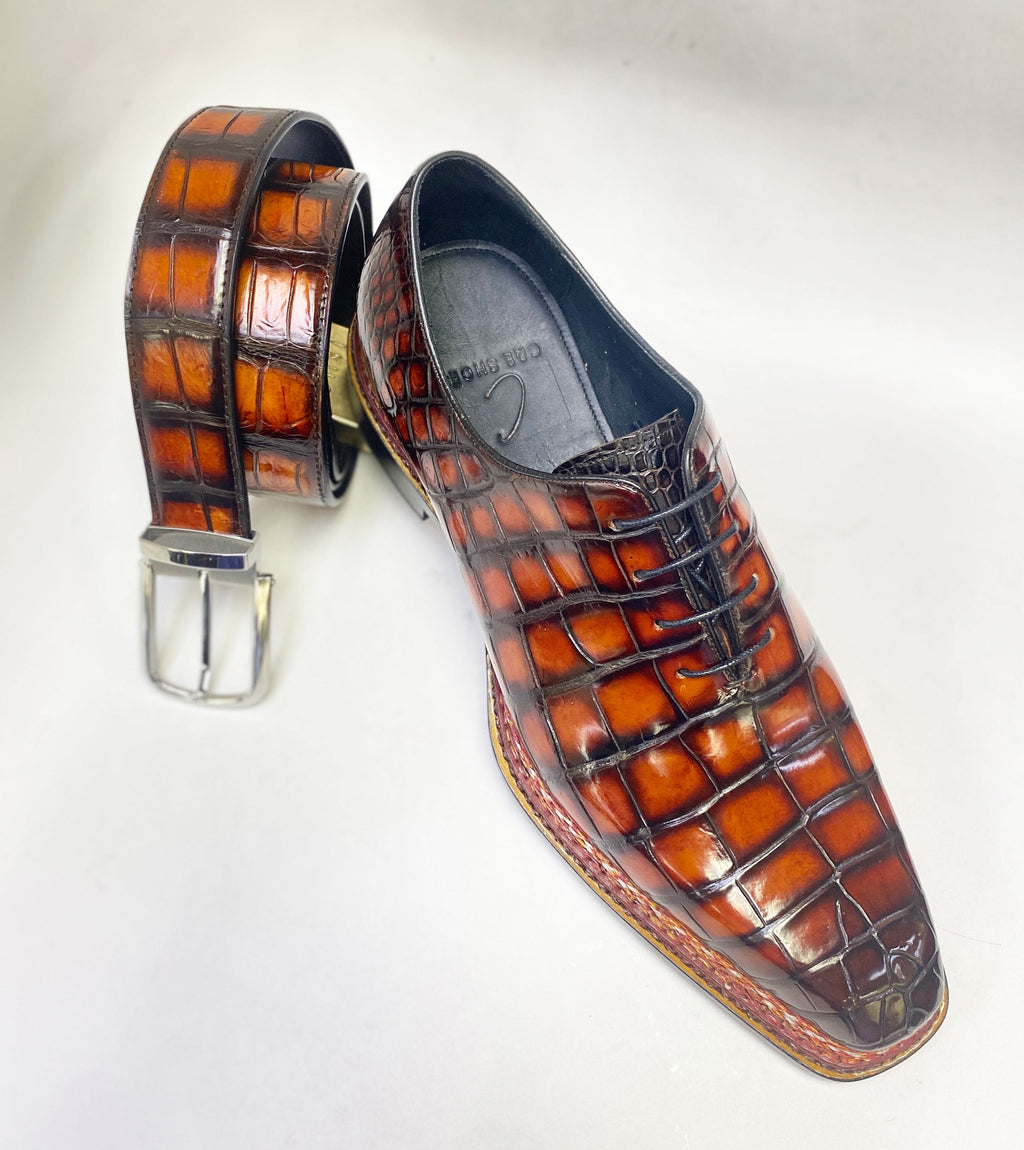 Maurice Custom Ghost Alligator Oxford - Cognac