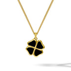 Clover Pendant - 14K Gold Onyx