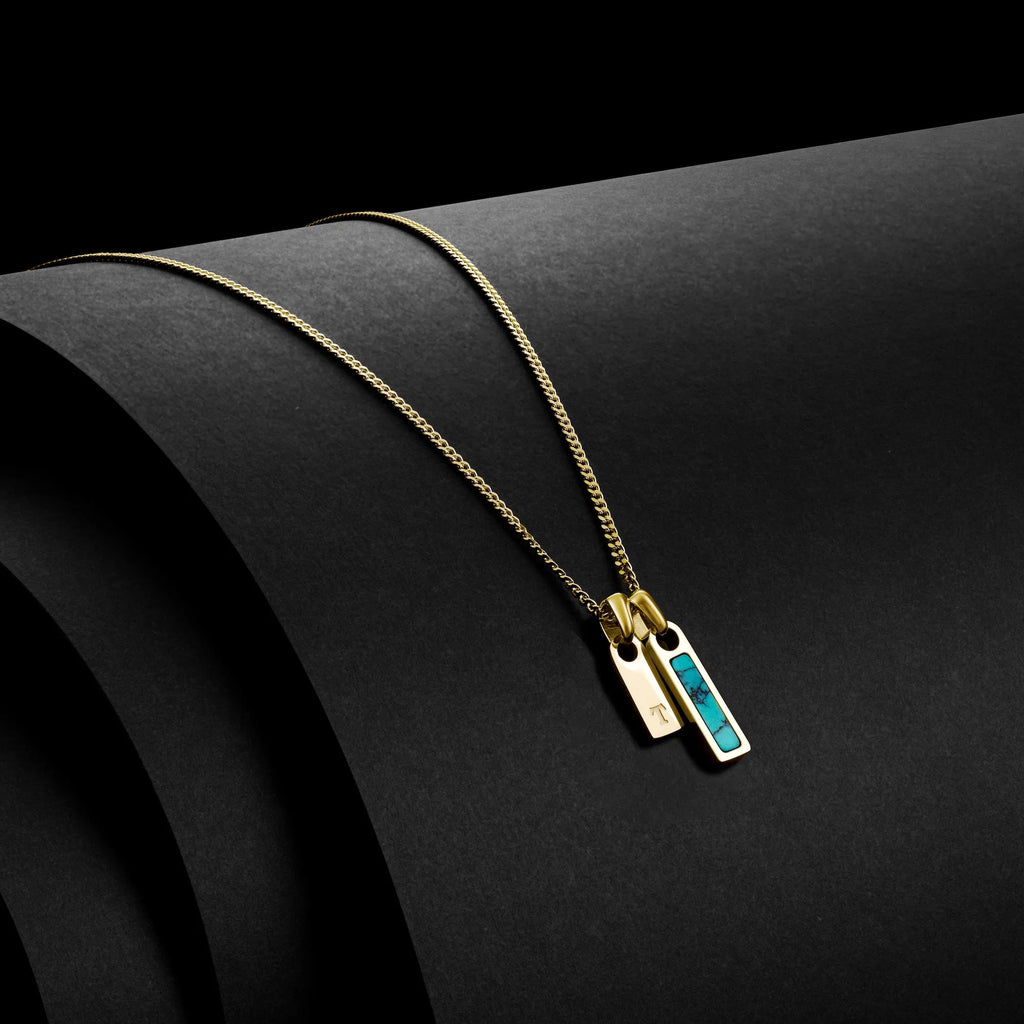 Birthstone & Initial Tag Necklace - Gold