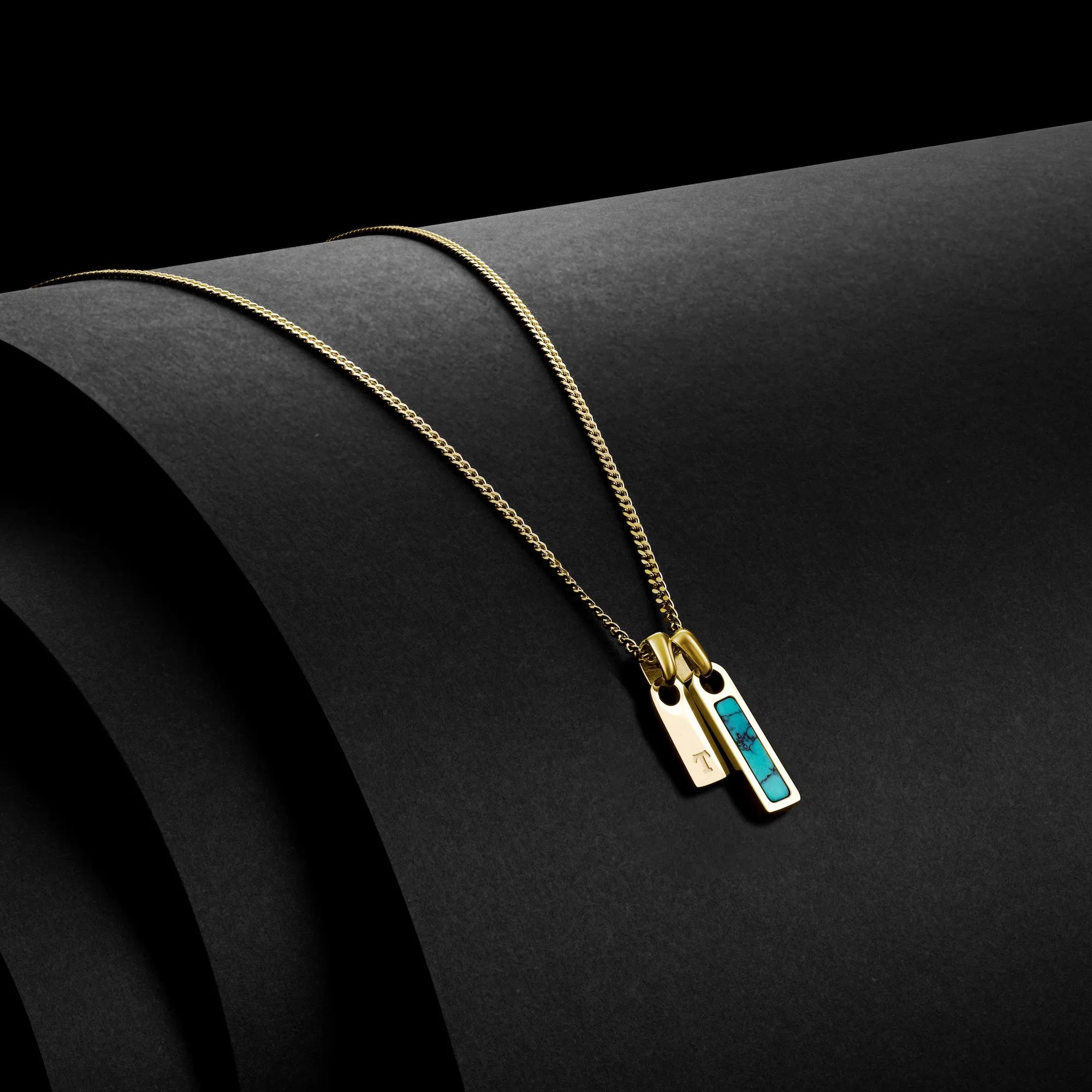 Birthstone & Initial Tag Necklace - Gold