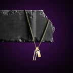 Birthstone & Initial Tag Necklace - Gold