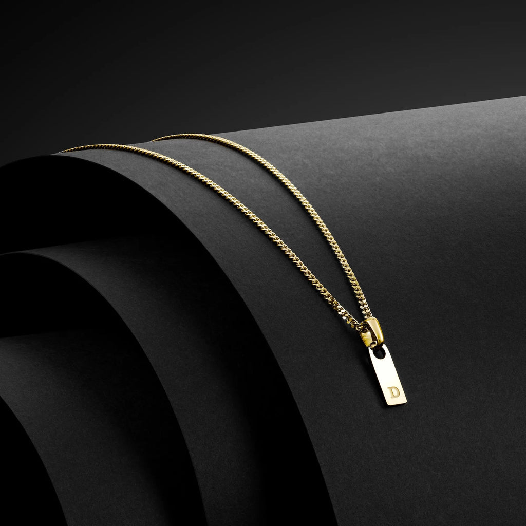 Initial Tag Necklace - 14K Gold