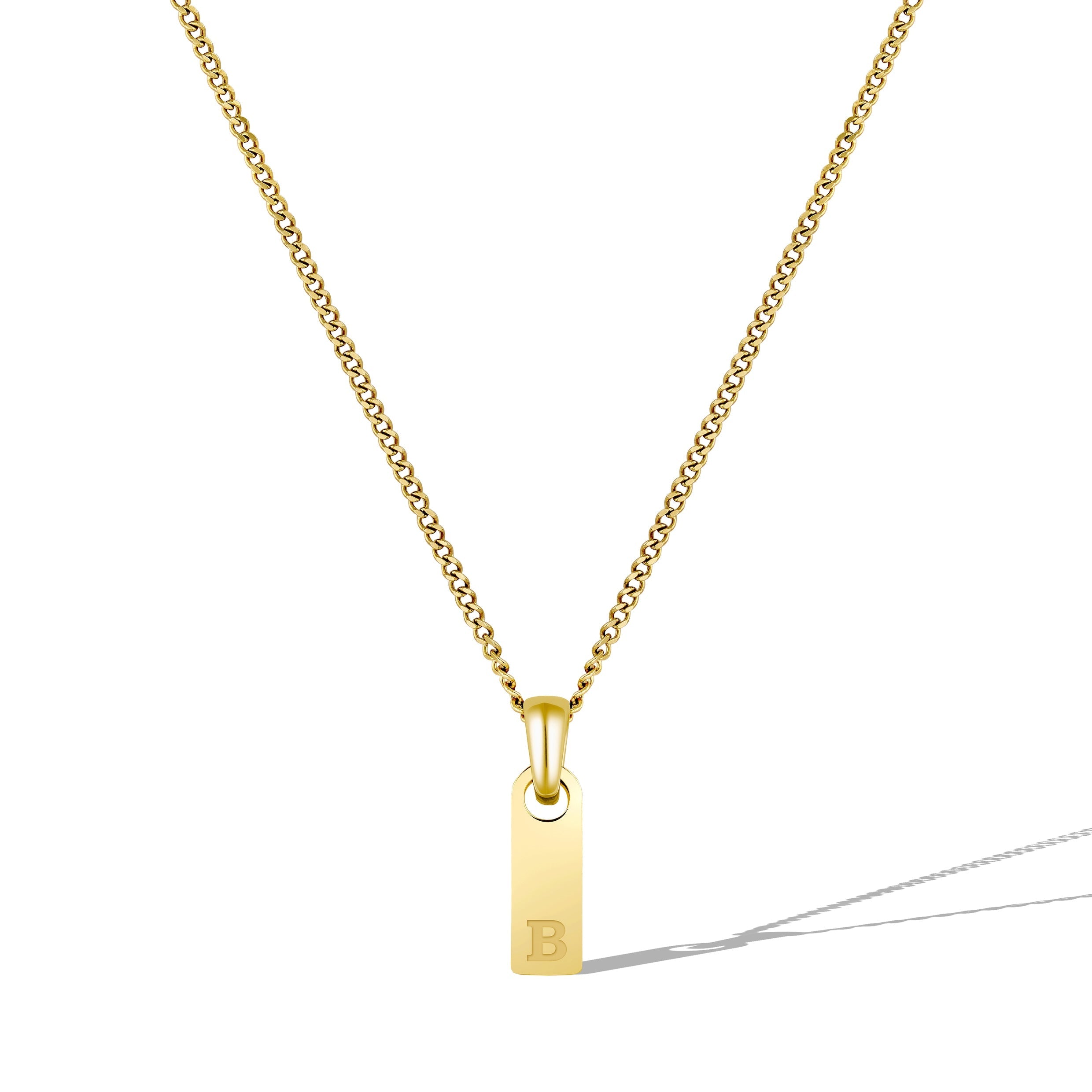 Initial Tag Necklace - 14K Gold