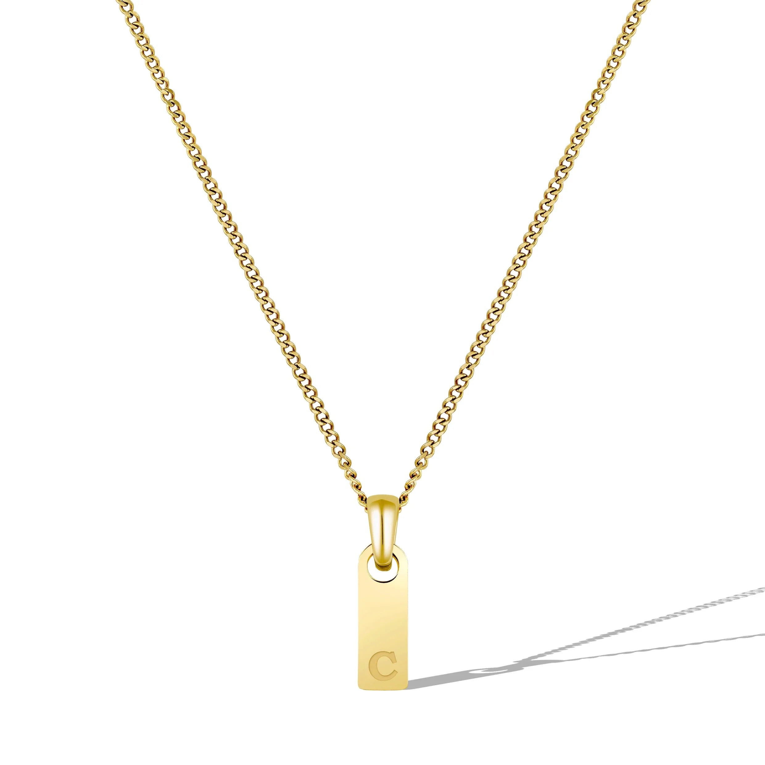 Initial Tag Necklace - 14K Gold