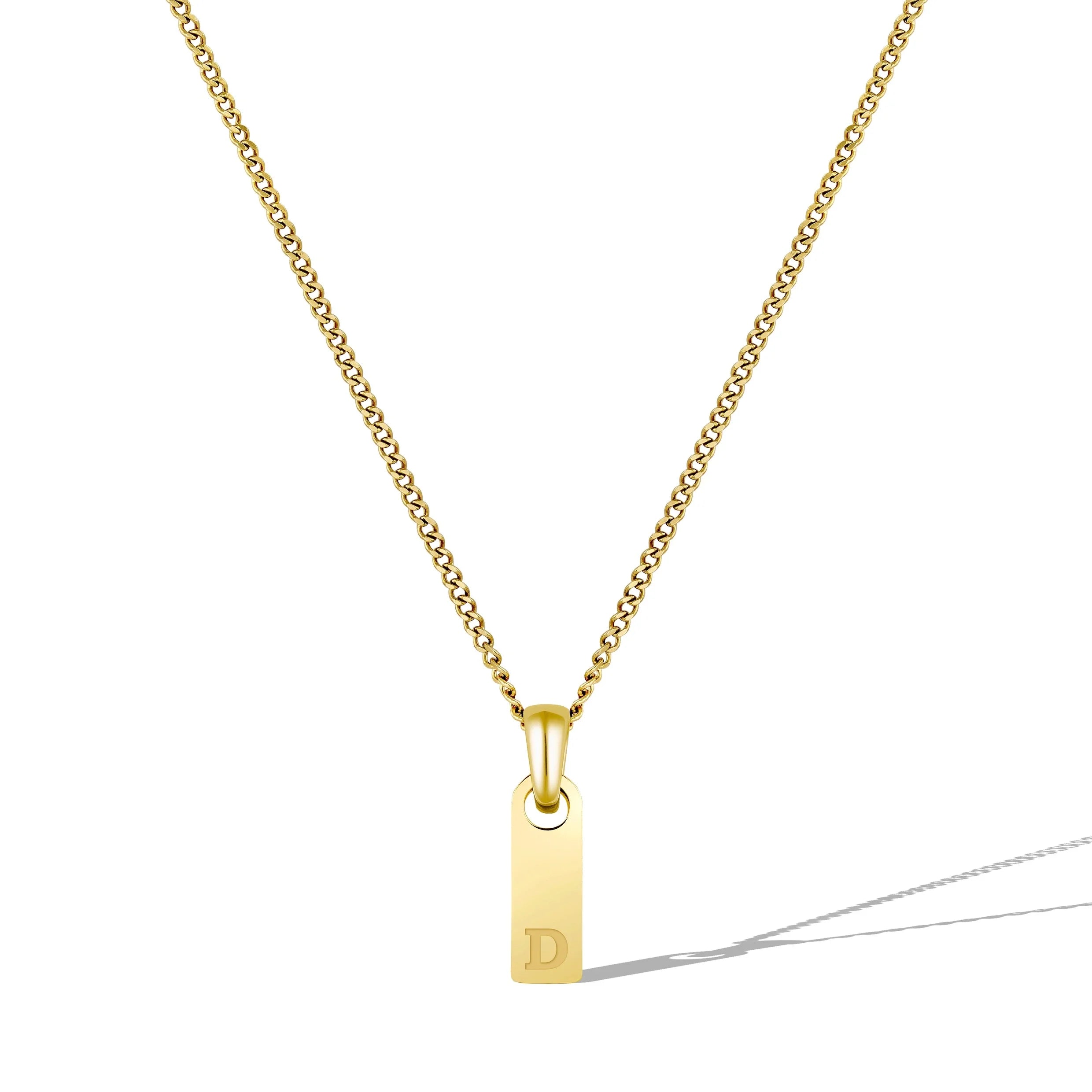 Initial Tag Necklace - 14K Gold