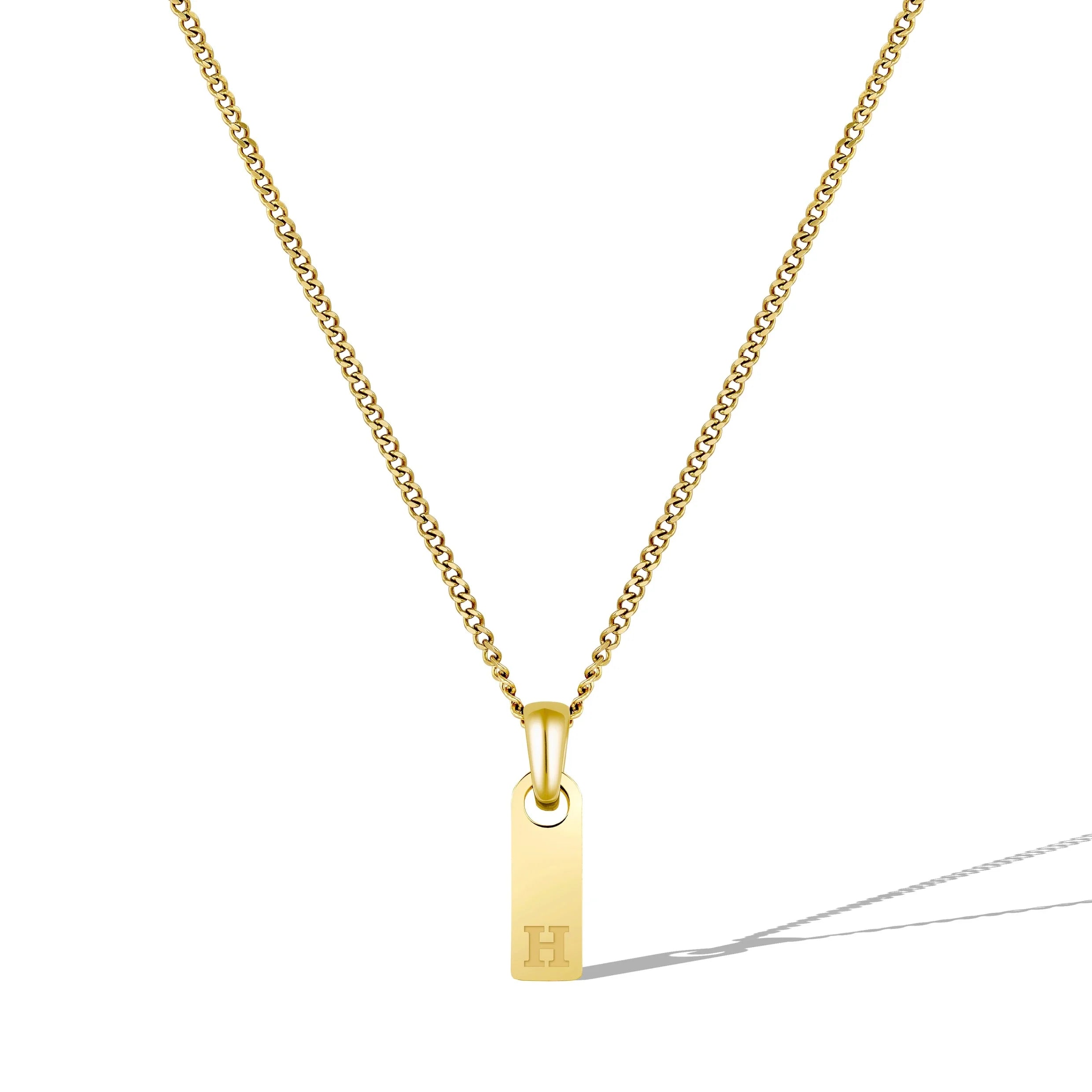 Initial Tag Necklace - 14K Gold