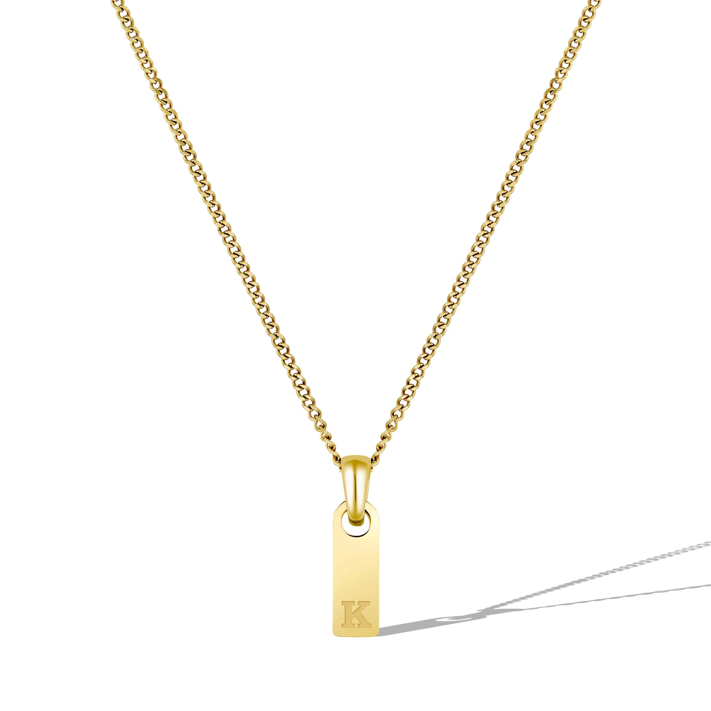 Initial Tag Necklace - 14K Gold