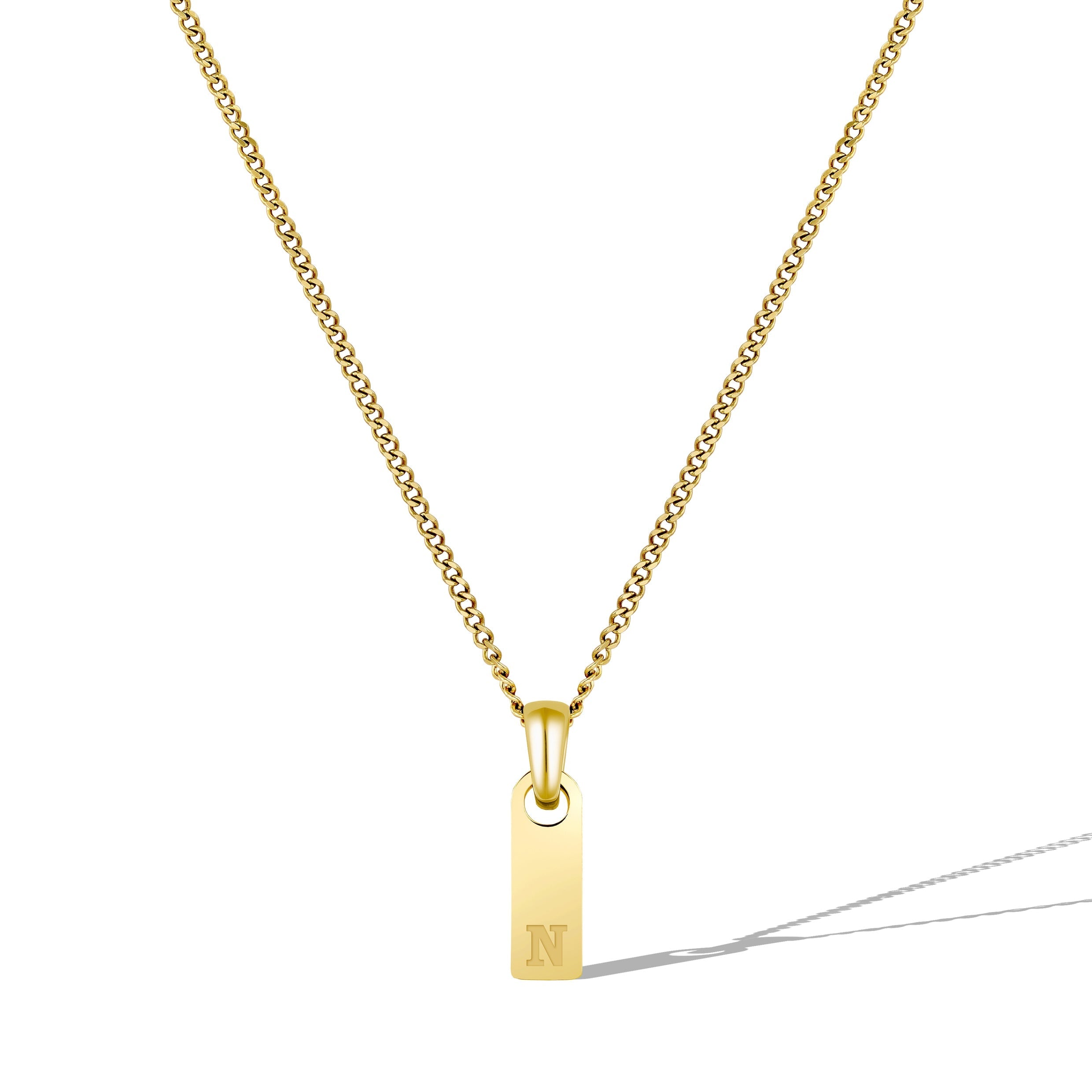 Initial Tag Necklace - 14K Gold