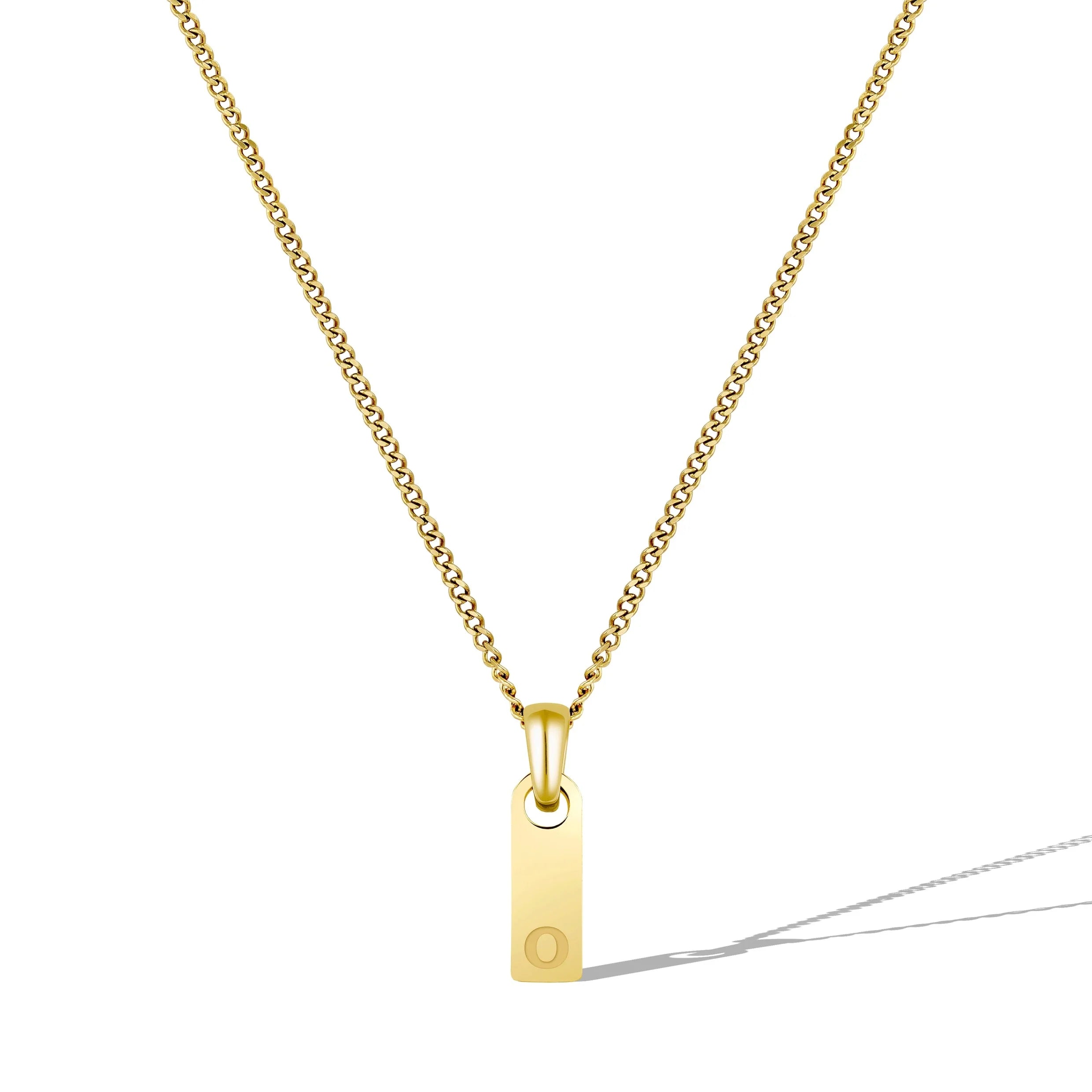 Initial Tag Necklace - 14K Gold
