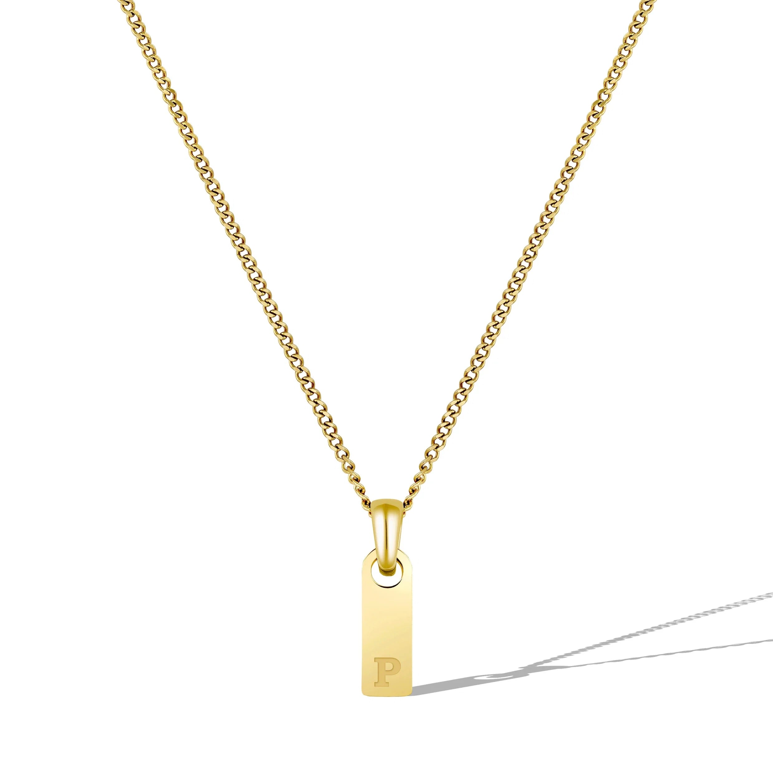 Initial Tag Necklace - 14K Gold