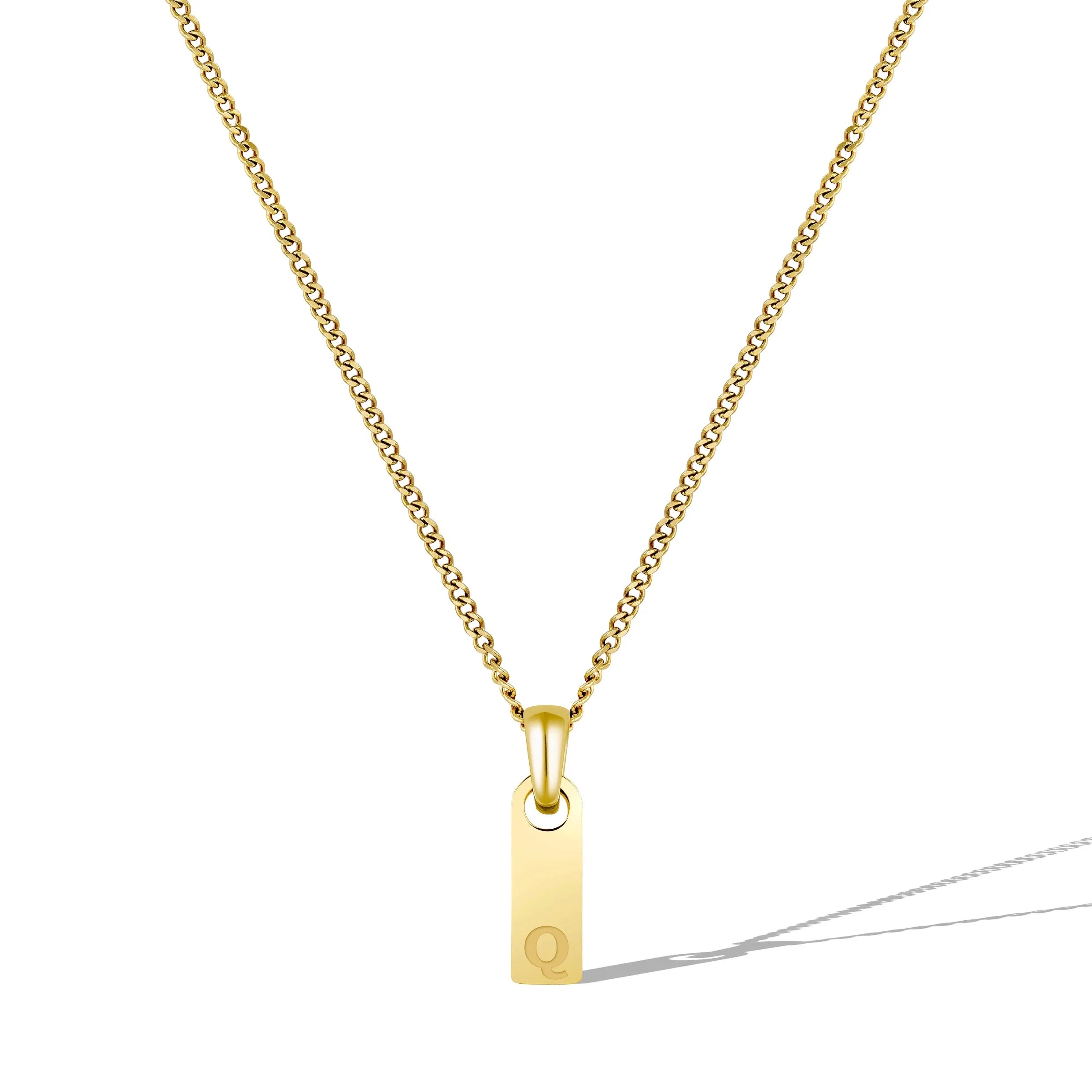 Initial Tag Necklace - 14K Gold