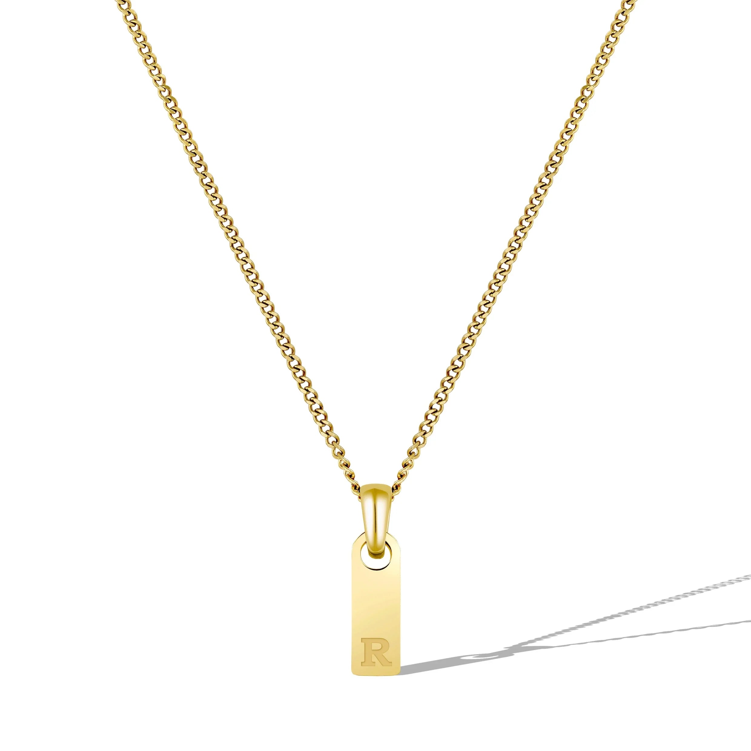 Initial Tag Necklace - 14K Gold