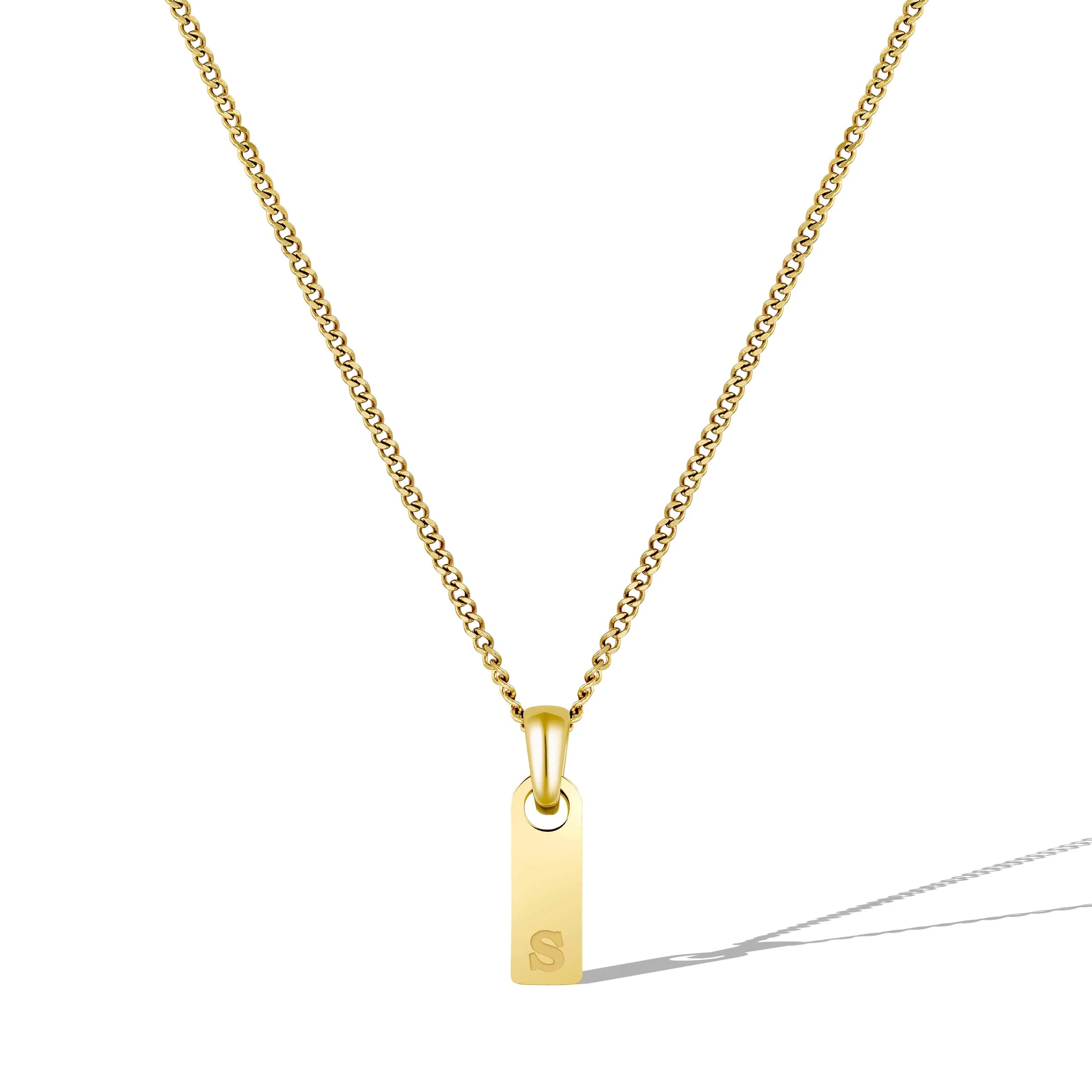 Initial Tag Necklace - 14K Gold