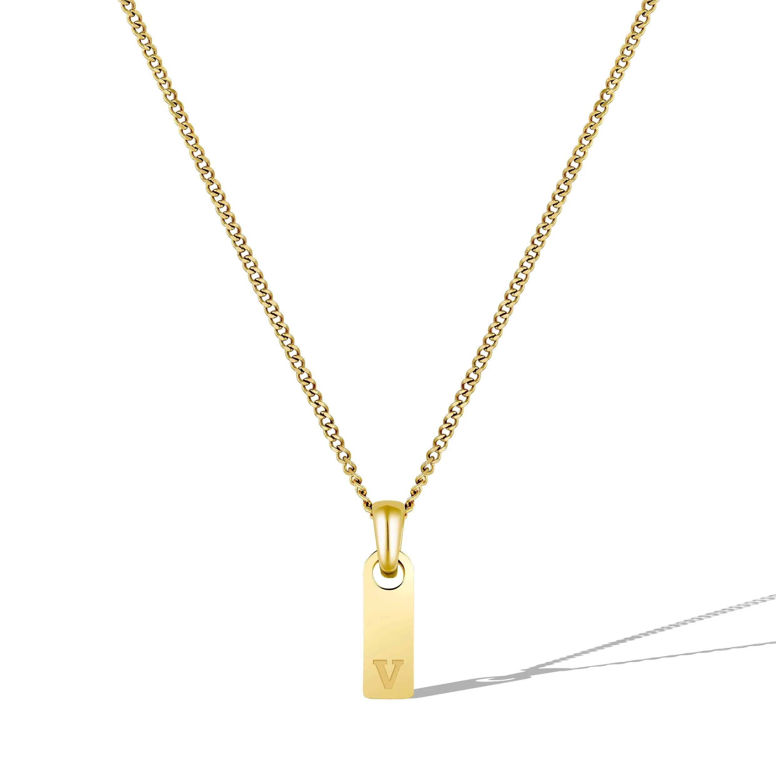 Initial Tag Necklace - 14K Gold