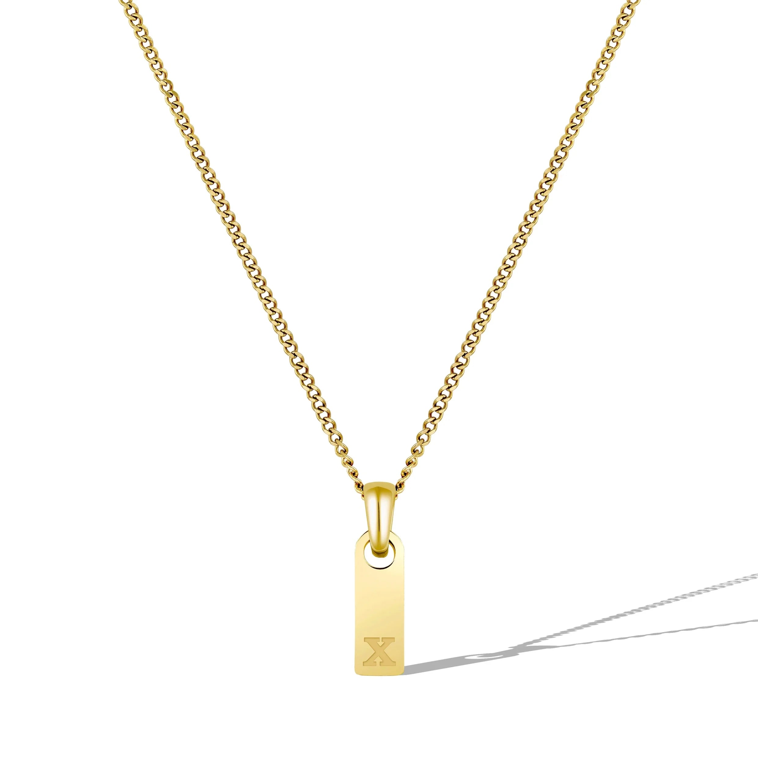 Initial Tag Necklace - 14K Gold