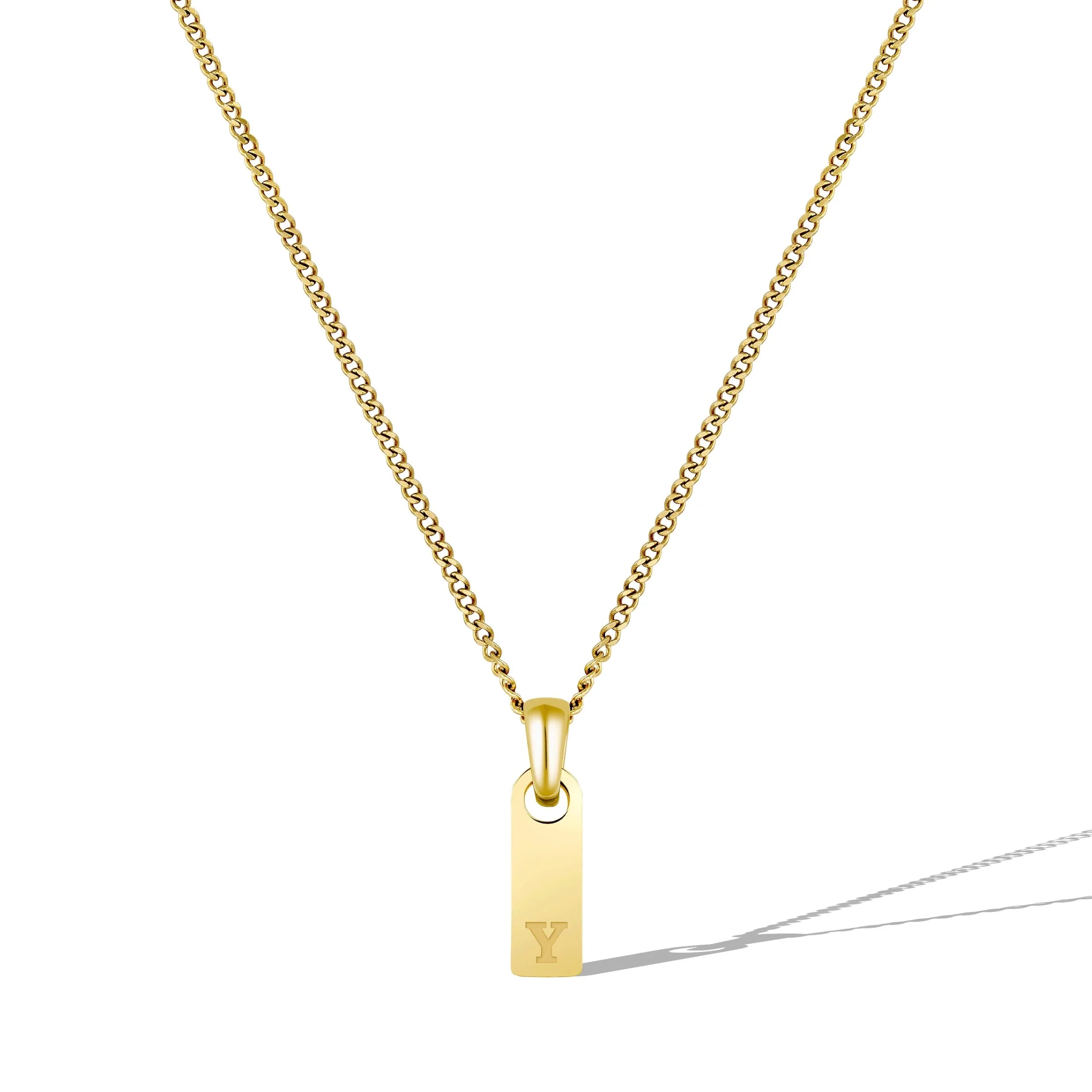 Initial Tag Necklace - 14K Gold