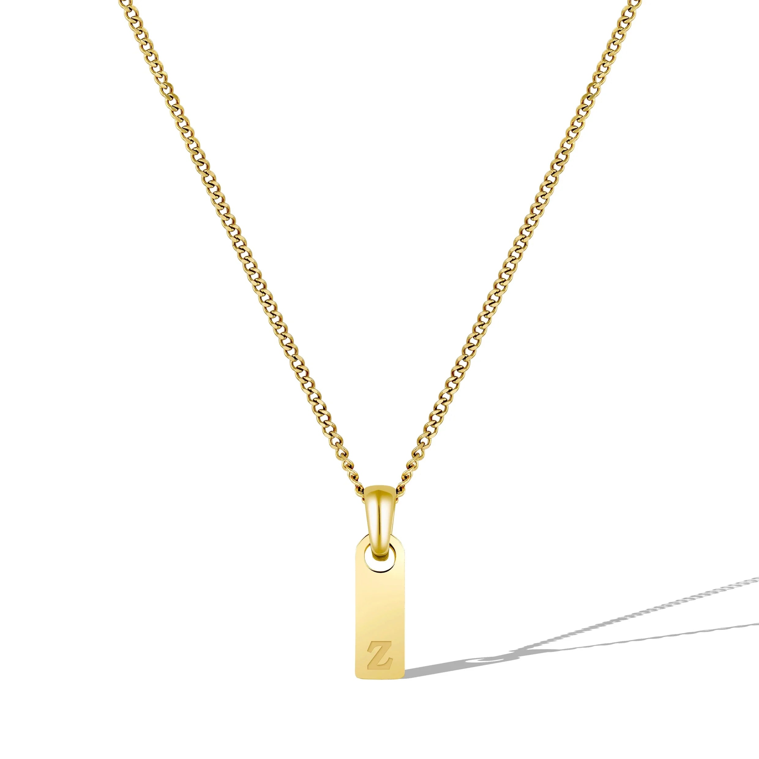 Initial Tag Necklace - 14K Gold