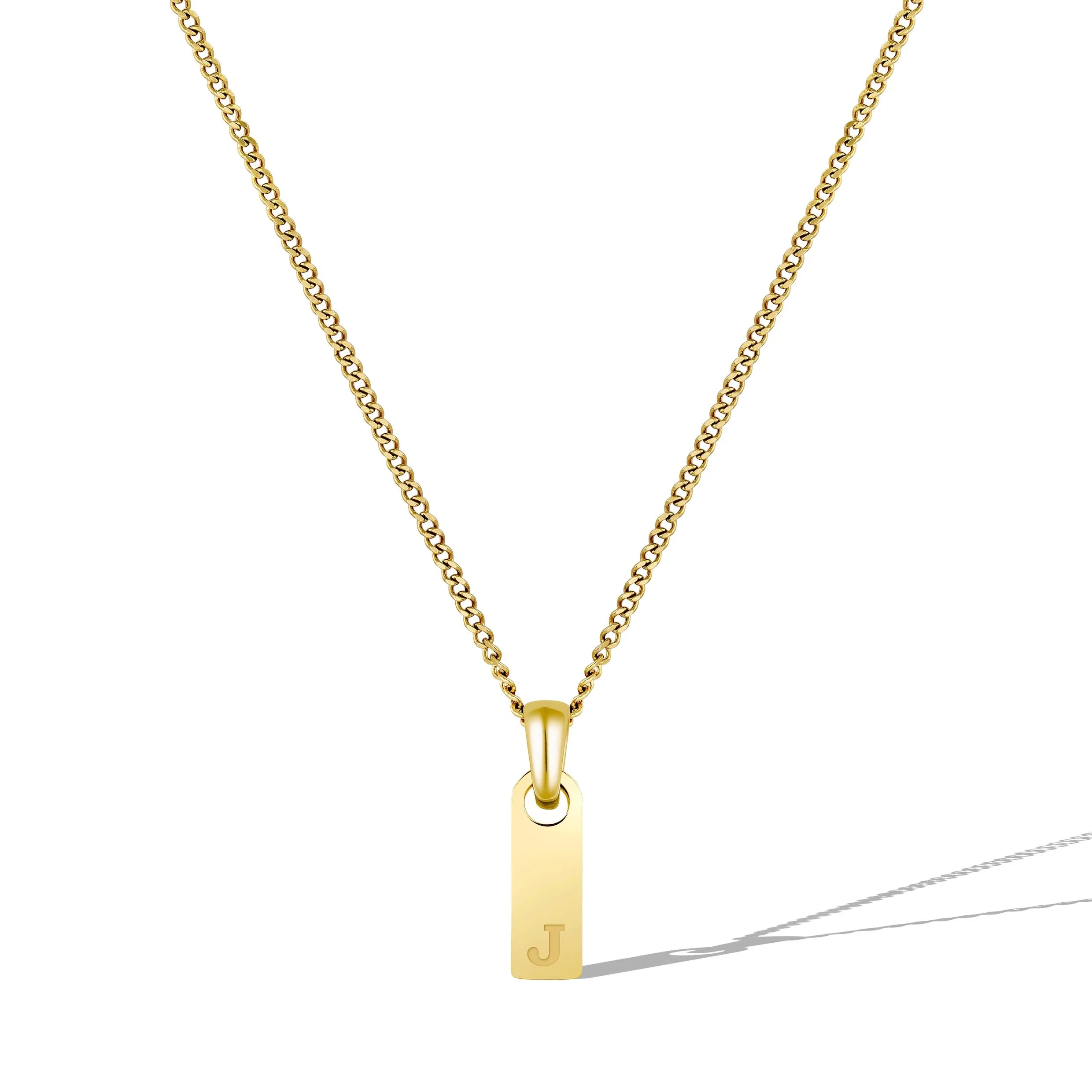 Initial Tag Necklace - 14K Gold