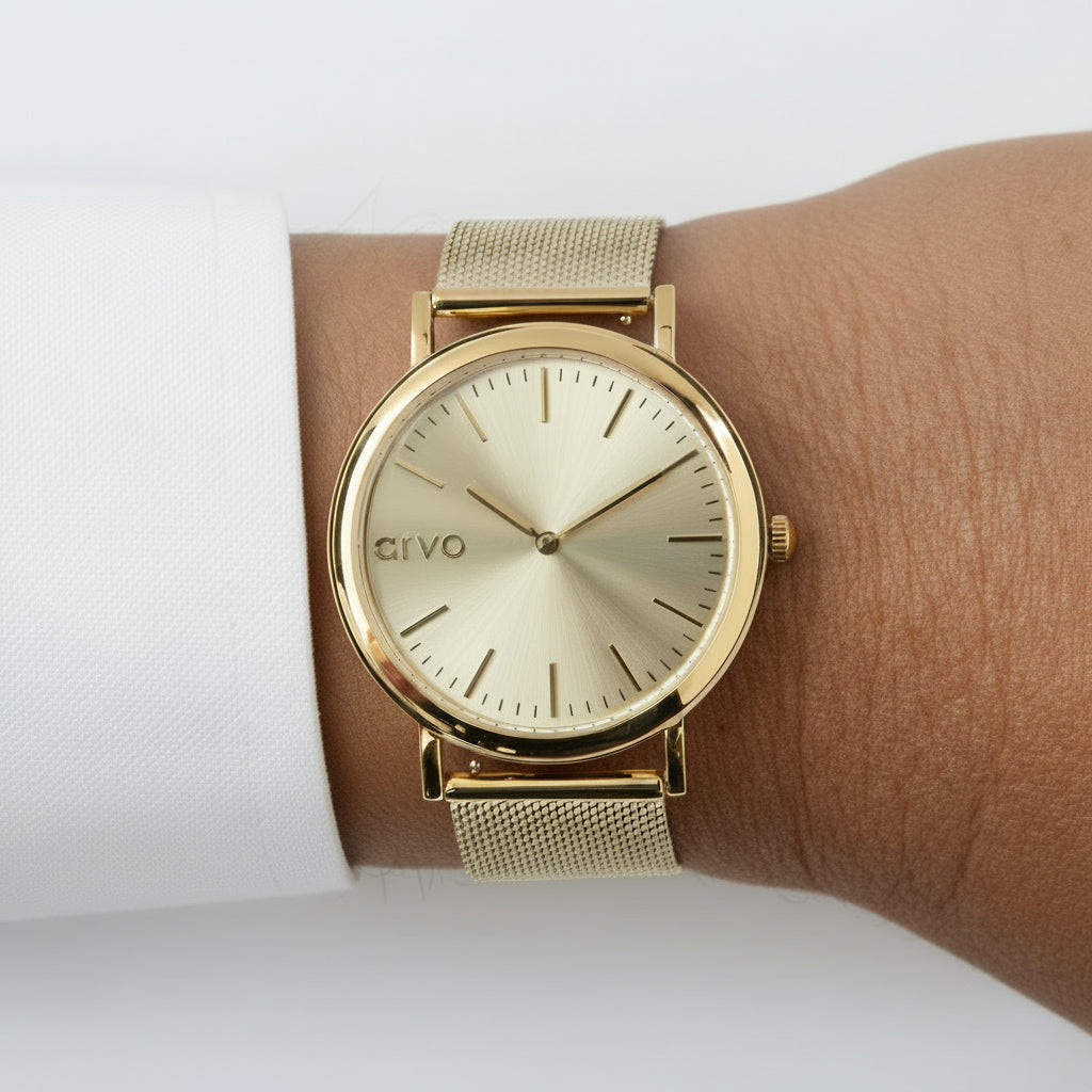 Arvo Gold Time Sawyer Watch - Gold Mesh Band