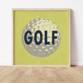 Retro Golf Ball Art Print Lemon Yellow