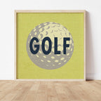 Retro Golf Ball Art Print Lemon Yellow