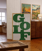 Golf Poster Typography Art Print For Golfers Light Gray