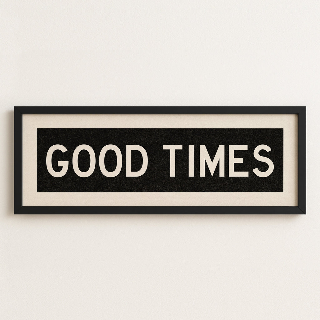 Framed Good Times Bus Scroll Sign