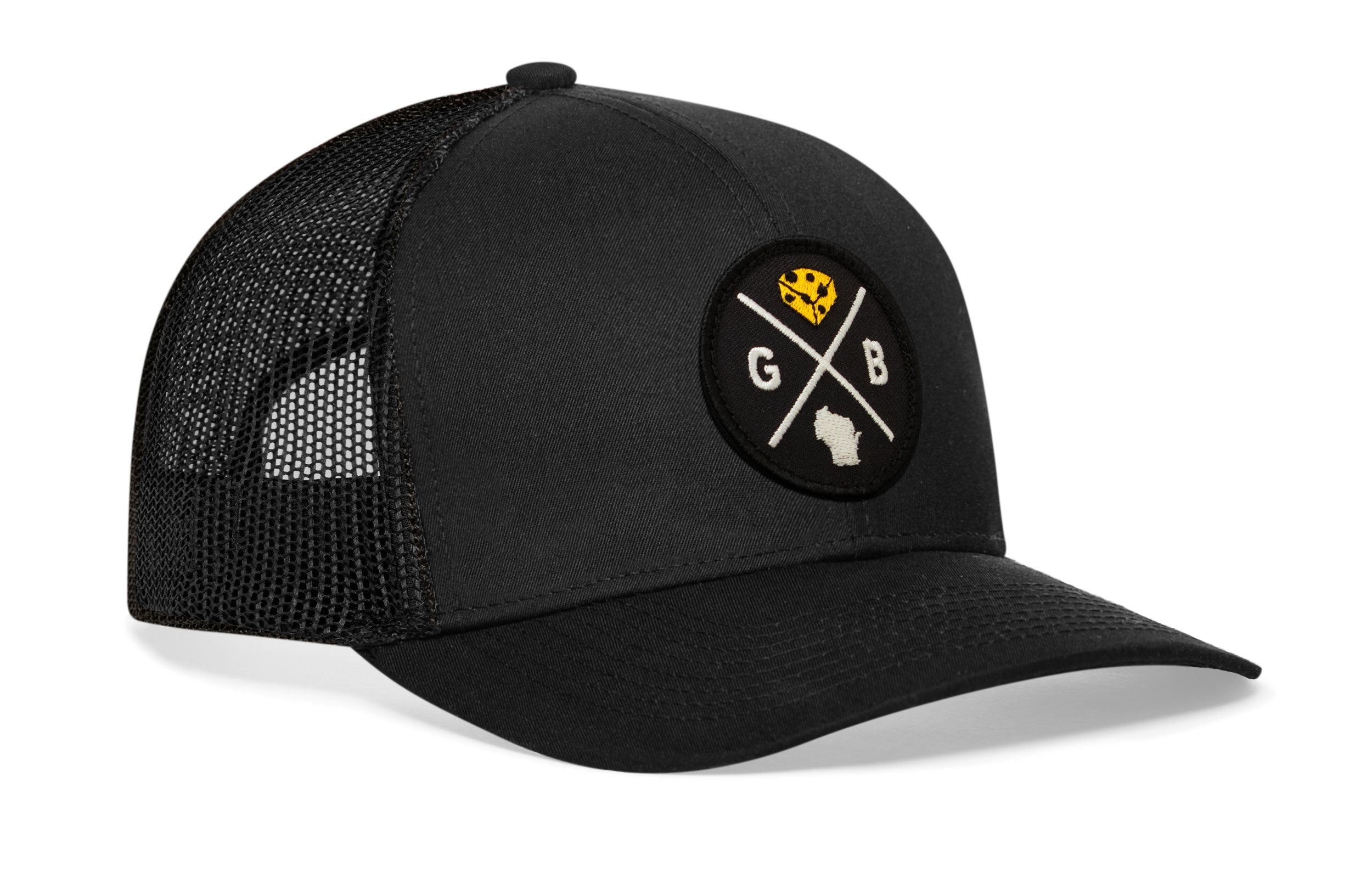 Green Bay Trucker Hat  |  Black GB Cheese X Snapback