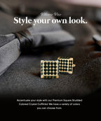Vittorio Vico Men's Large  Square Studded Colored Crystal Cufflinks: CL76XX Series