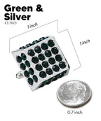 Vittorio Vico Men's Large  Square Studded Colored Crystal Cufflinks: CL76XX Series