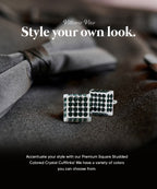 Vittorio Vico Men's Large  Square Studded Colored Crystal Cufflinks: CL76XX Series